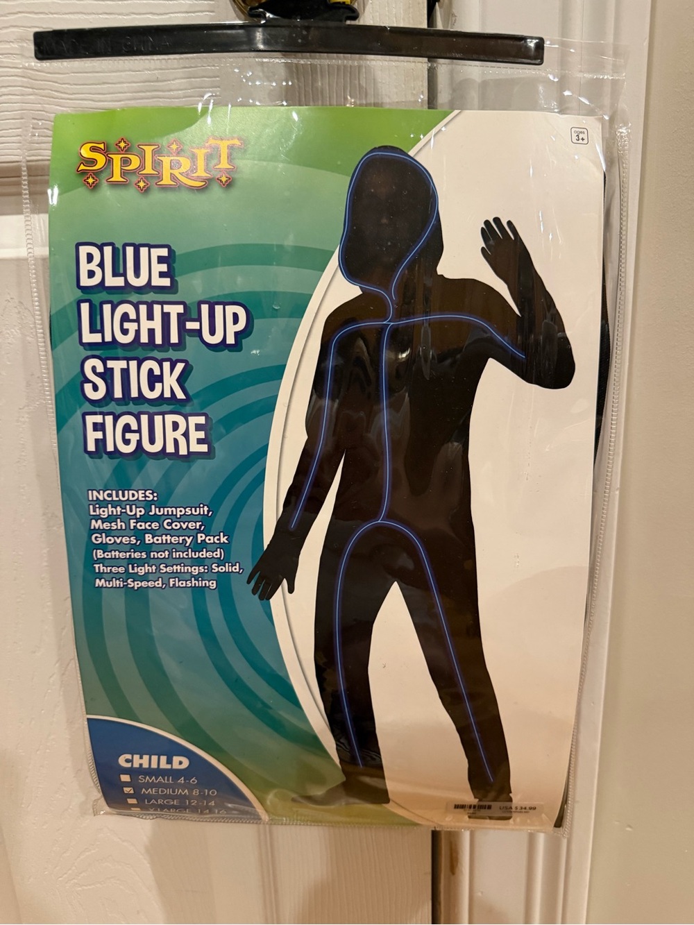 Spirit Black Jumpsuit with Blue Light-Up Trim Kids Costume